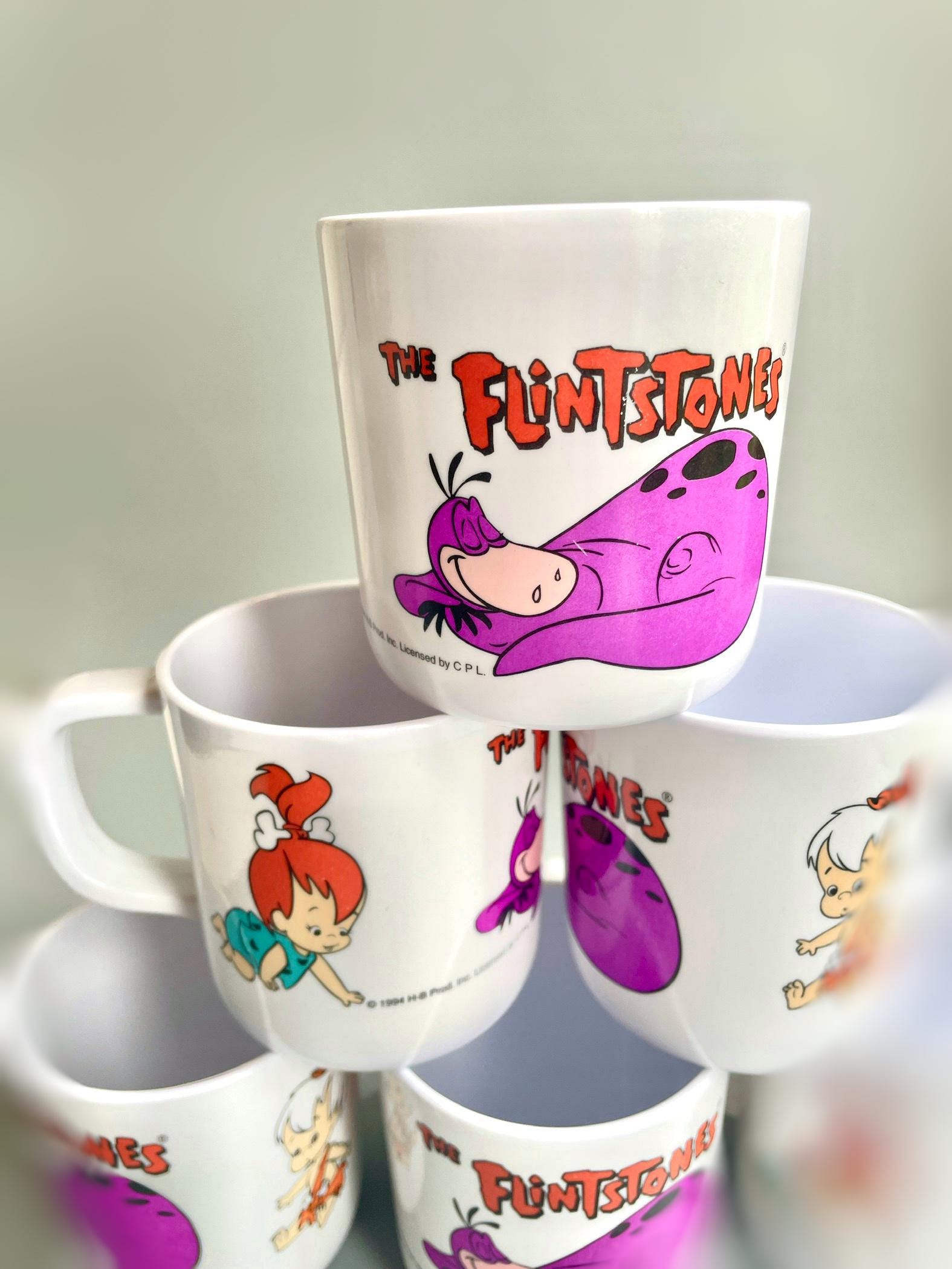 Vintage Flintstones Cup X1, 90's Bam Bam Pebbles Dino the