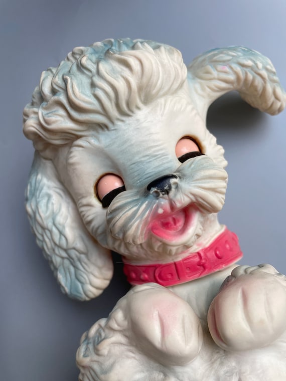 Edward Mobley Poodle, 1960's Vintage Squeak Toy Dog Poodle, Bon