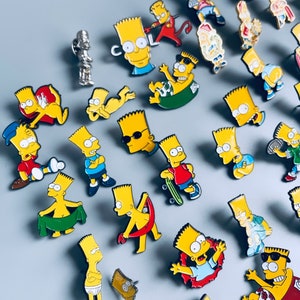 Vintage Bart Simpson emaille pin badges, KIES JE EIGEN, jaren 90 Bart Simpson pinnen, vintage jaren 90 reversspeldjes, nostalgische tv-show jaren 90