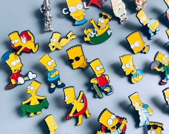 Vintage Bart Simpson Enamel Pin Badges, CHOOSE YOUR OWN, 90's Bart Simpson Pins, Vintage 90's Lapel Pins, Nostalgic 90's Tv Show