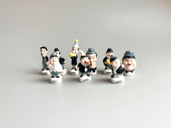 Laurel & Hardy Mini Ceramic Figures,choose YOUR OWN, Bean Fève