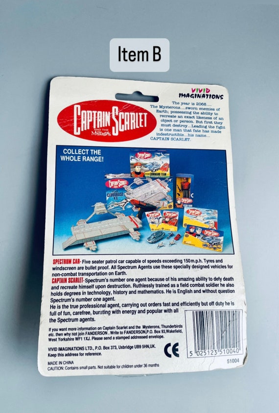 キャプテン・スカーレット スペクトラムカー、カード入りダイキャスト