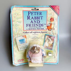 Mevrouw Tiggy Winkle fluwelen figuurtje, Vivid Imaginations Peter Rabbit en vrienden vintage jaren 90 beeldje, verpakte egel fluwelen Tiggy-Winkle