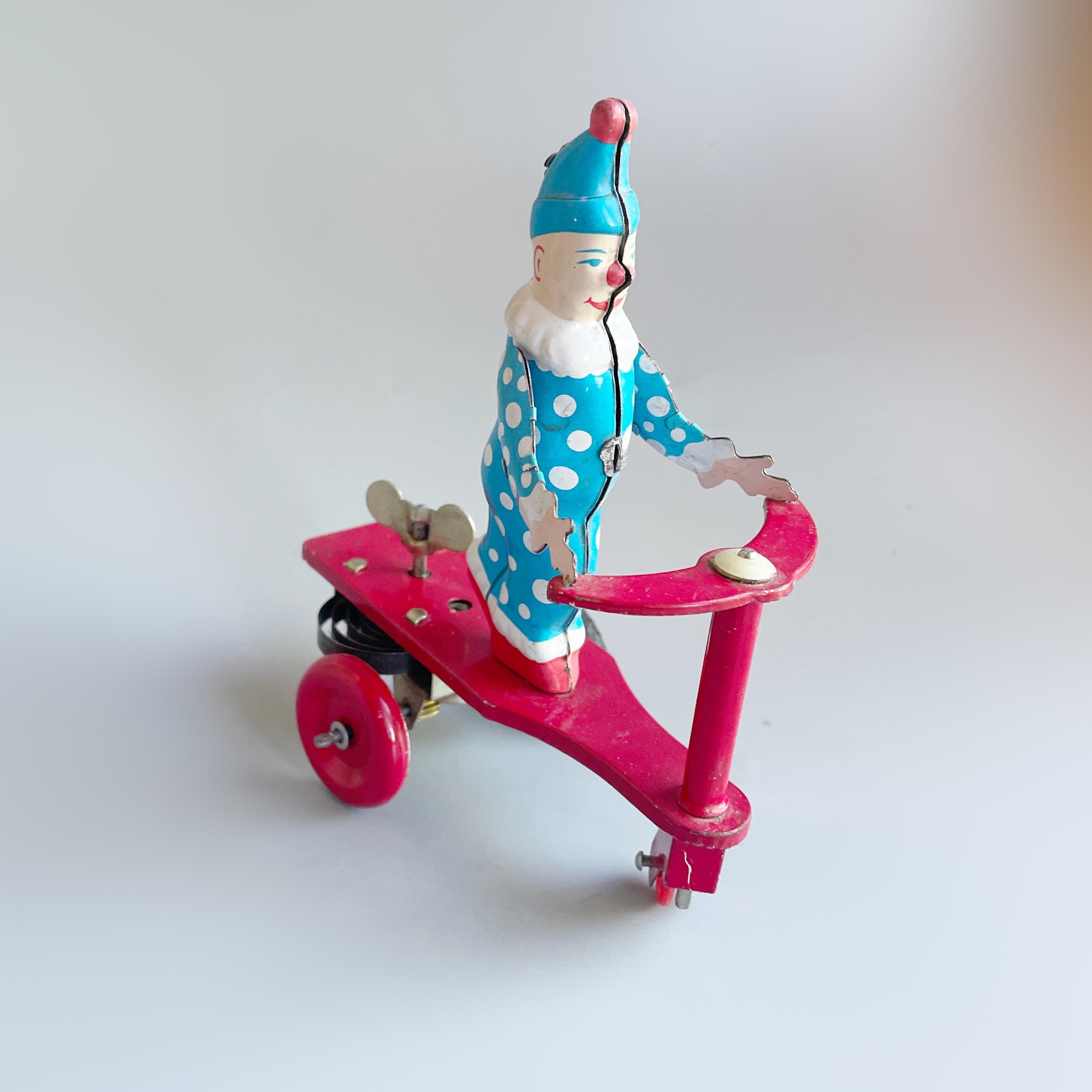 Clown à Remontée Mécanique Vintage - 27 Cm - Jouet Ancien Années 70