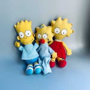 Simpsons Plush Rag Dolls, CHOOSE YOUR OWN, 90&#39;s Simpsons, 1990 Bart Simpson, Lisa Simpson, Maggie Simpson Soft Cloth Doll Plush