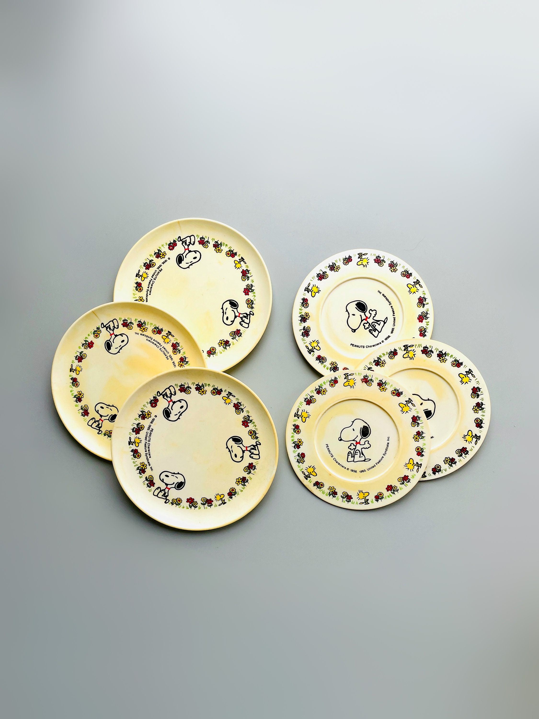 Vintage Snoopy Plastic Plates, 60's Snoopy Tea Set Mini Kids Tea