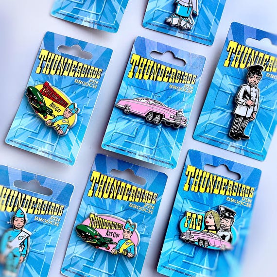 Thunderbirds Vintage Pin Badge, CHOOSE YOUR OWN, Vintage Carded