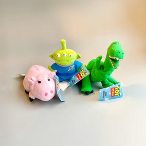 Toy Story Mini Buddies Plush, CHOOSE YOUR OWN, Toy Story 90&#39;s Vintage Mini Tagged Plushies, Rex, Alien, Hamm, Vintage Toy Story Collectible