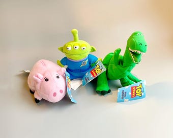 Toy Story Mini Buddies Plush, CHOOSE YOUR OWN, Toy Story 90's Vintage Mini Tagged Plushies, Rex, Alien, Hamm, Vintage Toy Story Collectible