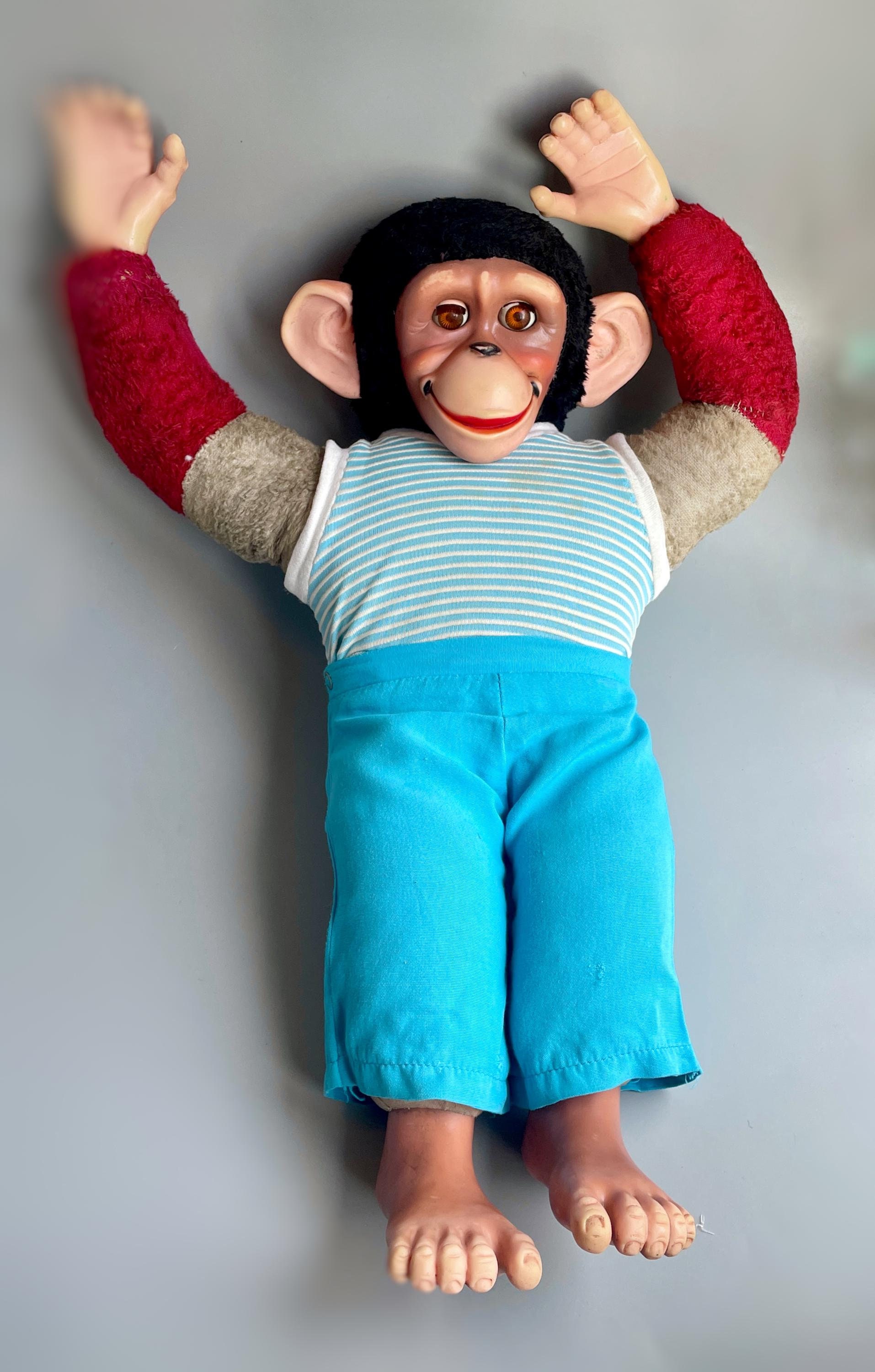 Chad Valley Jacko Monkey 60s 1970s, Chimp Monkey With Blinking