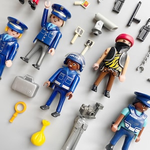 Vintage Playmobil Police, CHOOSE YOUR OWN, 1980&#39;s 90s Playmobil Dolls, 3165 Police Hq, 5718 Jail Cell, 3623 Spares Repairs Robbers Loot