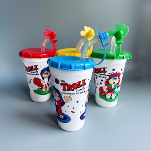 Dam Troll Cups, Vintage Dam Troll Merchanside - CHOOSE YOUR OWN - Vintage Plastic Cup, Troll Club 90&#39;s Troll Memorabilia