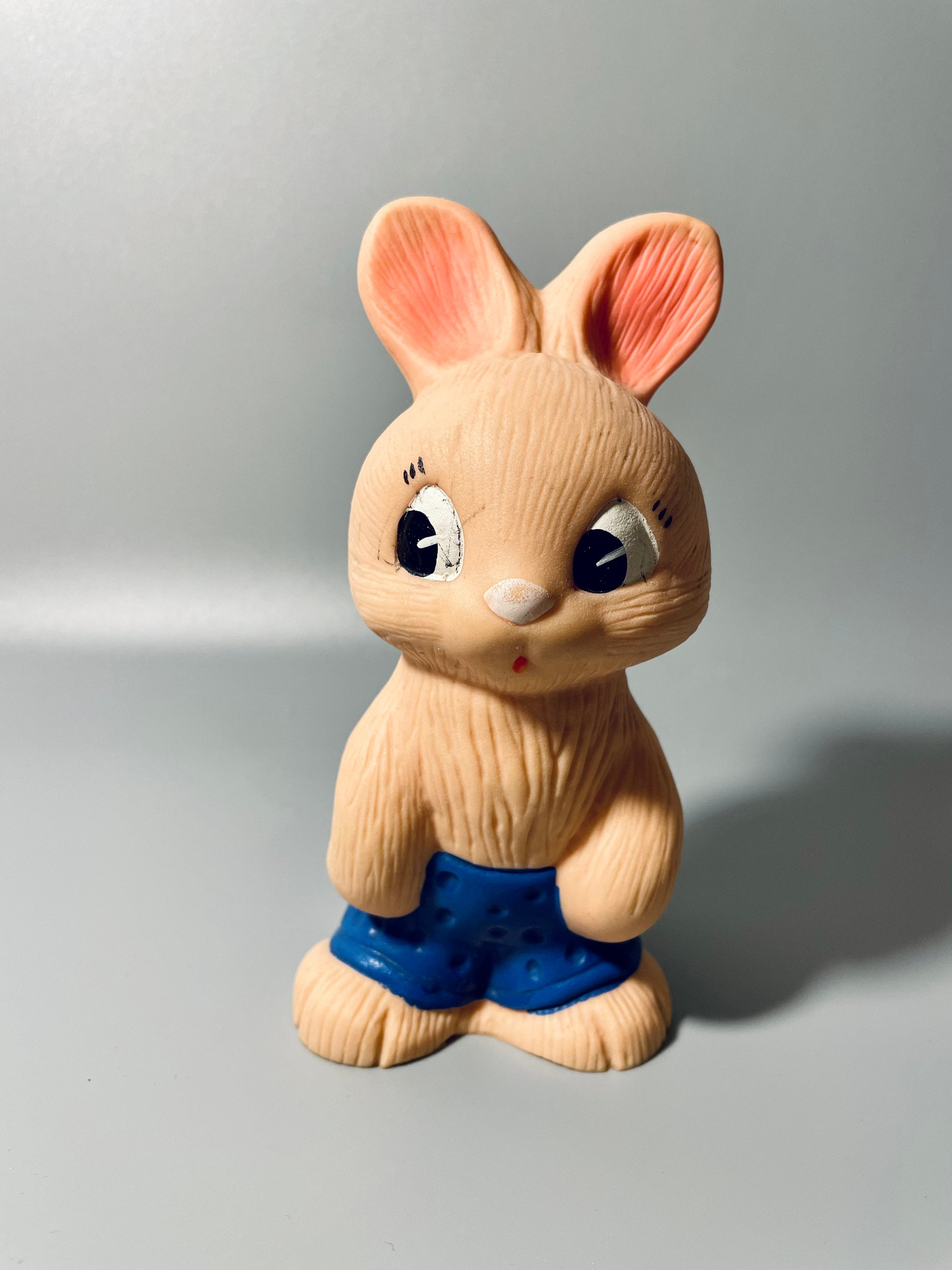 値下げ！1940s  VINTAGE  RABBITS  RUBBER DOLL Kitsch Rabbit Squeak Toy, Rubber Vintage USSR Toy, Cute