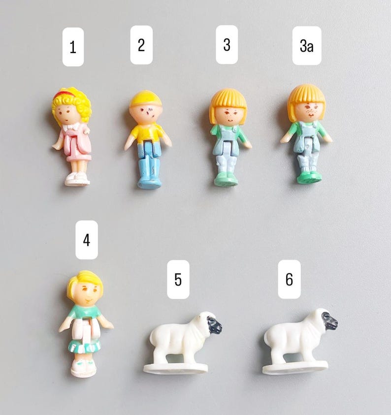 Polly Pocket Jewel Case Figuren, WÄHLEN SIE IHRE EIGENEN, 1989 Jewel Case Play Set Ersatzfiguren, Wee Willie, Kate, Midge, Sheet, Polly Pocket Bild 2