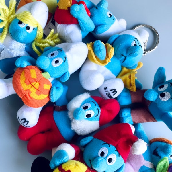 2000 McDonalds Smurf Toys, CHOOSE YOUR OWN Y2K Smurf Calender Mini Plush Toys, Happy Meal Plush Smurfs, Smurfette, Halloween Smurf