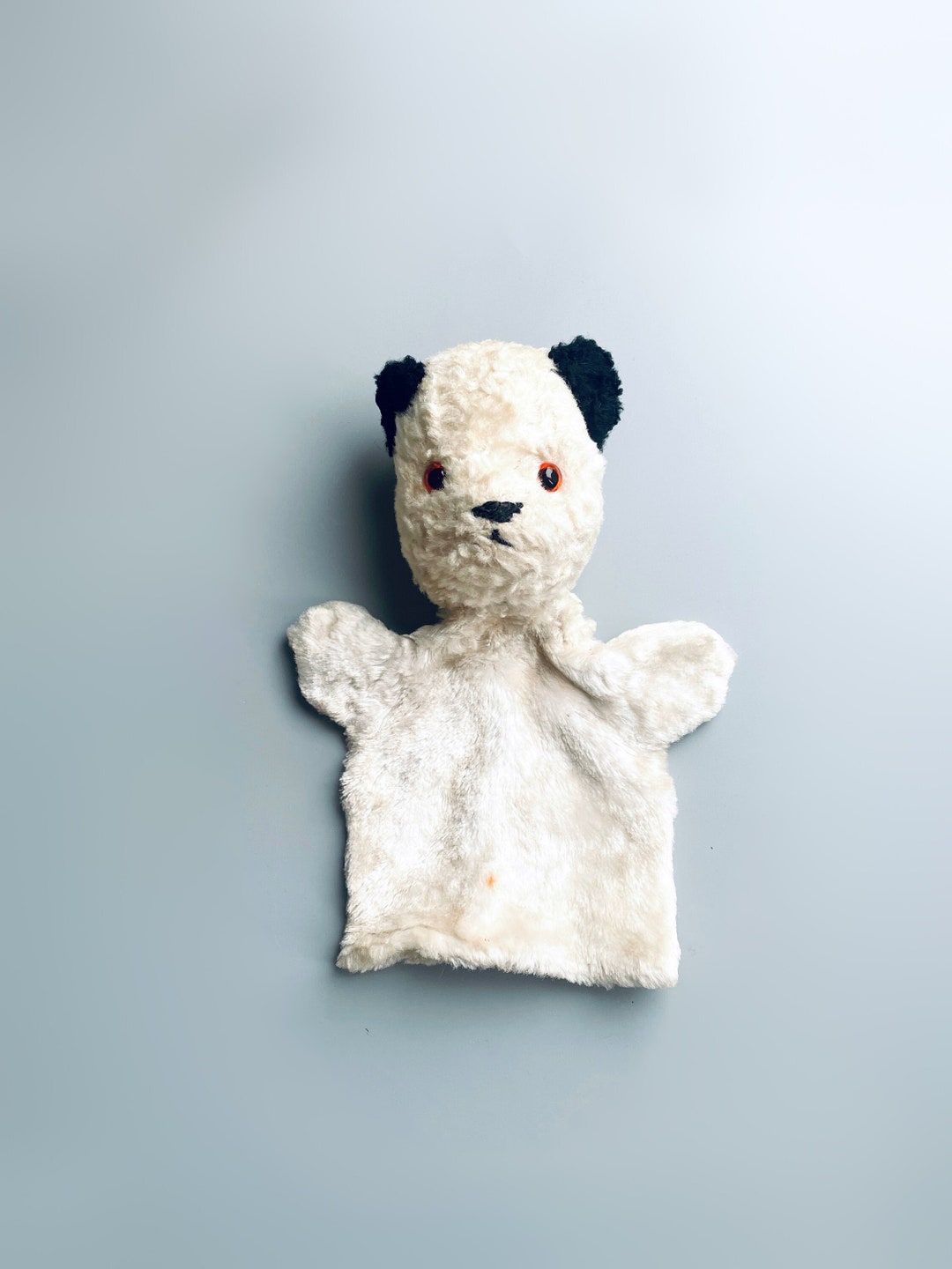 Vintage Sooty Type Hand Puppet, Vintage Chiltern Bear Hand Puppet, Cute Vintage Glass Eyed White