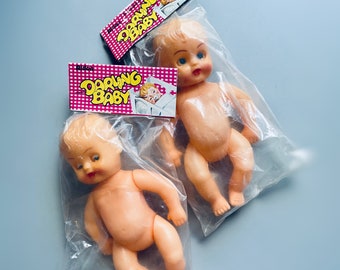 Vintage Plastic Doll in Packaging, Blinking Doll Made in