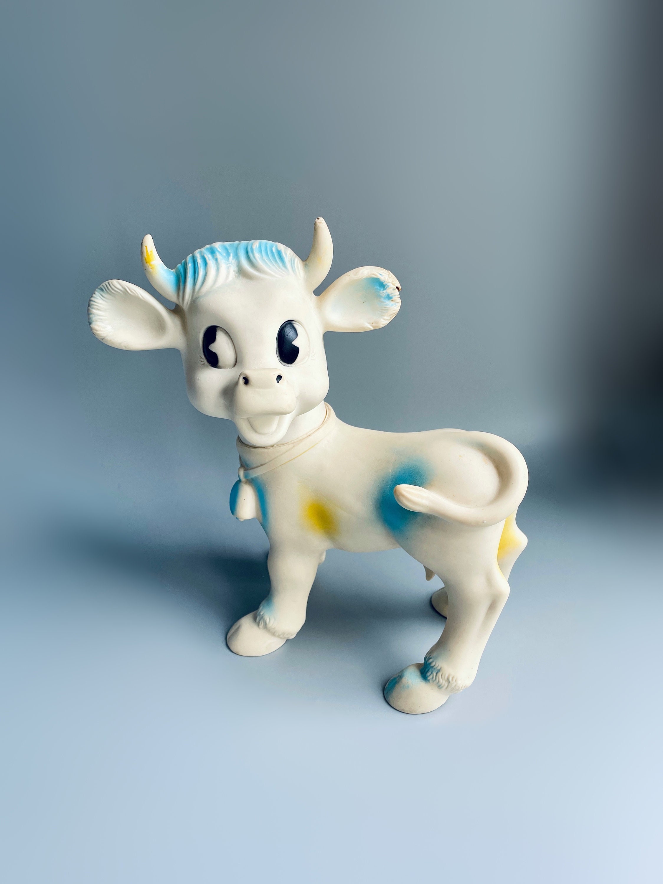 Vintage Cow Squeak Toy Doll, 60’s Kitsch Squeak Toy, Vintage Rubber Cow, Kitsch Cute Decor