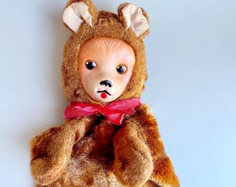 ビンテージの子犬のハンドパペット 11インチ ぬいぐるみ ソフトトイ