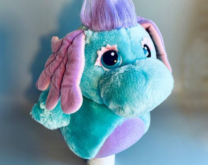 Vintage Wuzzles Moosel Plush Toy, 1980's Disney Hasbro Pastel Wuzzle