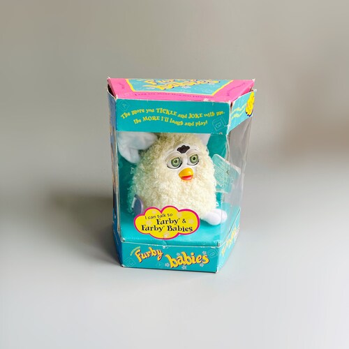 Furby Babies in Box, Curly Furby, Sheep Furby White Wooley Furby