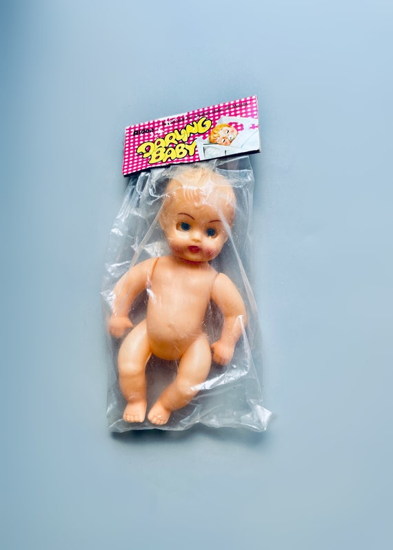 Vintage Plastic Doll in Packaging, Blinking Doll Made in
