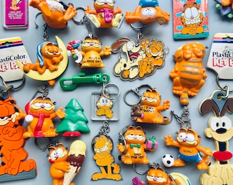 Vintage Garfield Keychains, CHOOSE YOUR OWN, Retro Garfield Key Rings, Bully Garfield Collectibles, Odie Dog, Plasticolor Key Pals