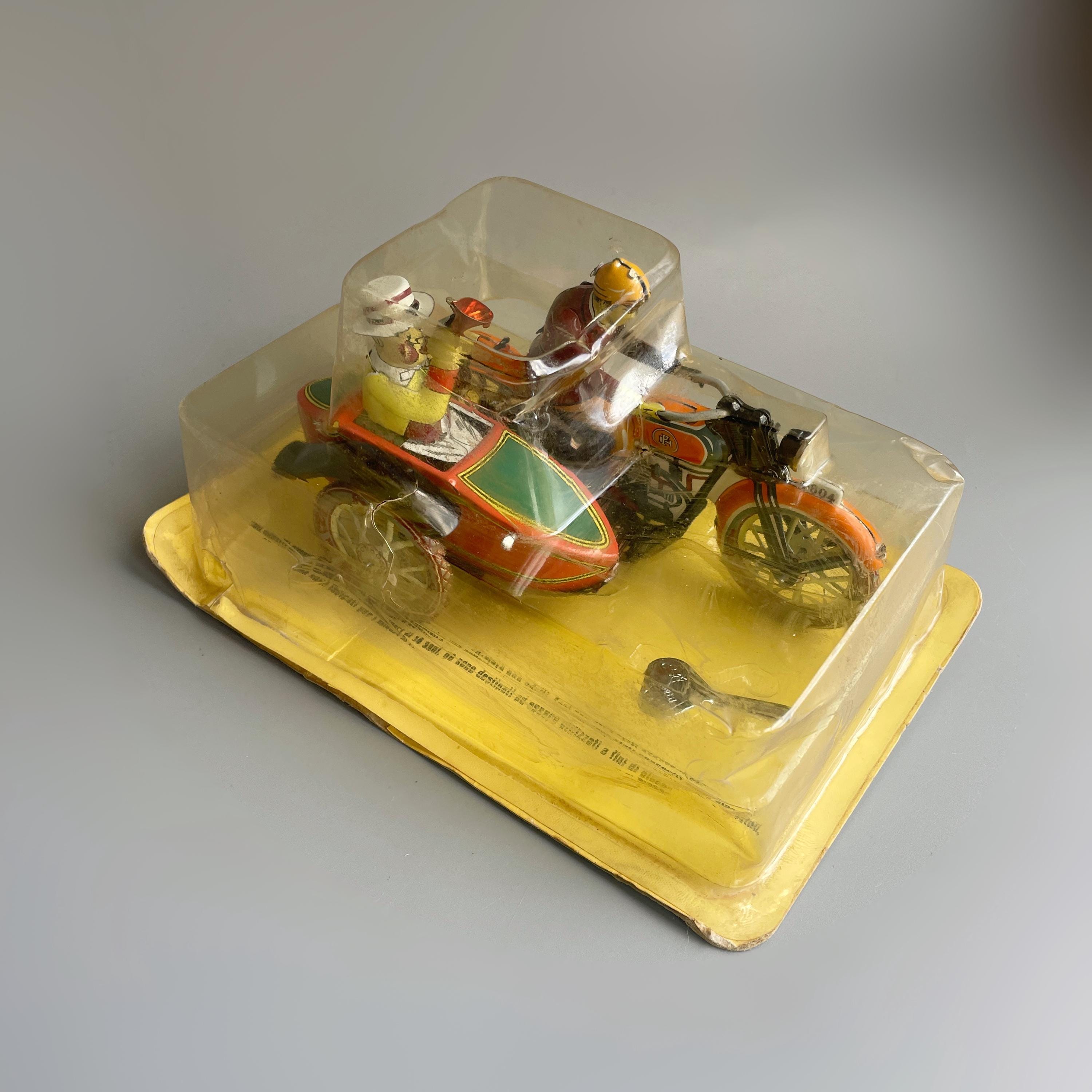 巻き上げサイドカーバイク ビンテージ ブリキ製おもちゃ 金属 PAYA