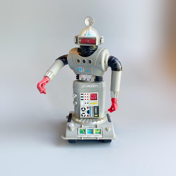 レトロ可動式ロボット 約10cm レトロ ブリキロボ風 合金ミニチュアロボット T1 [&1