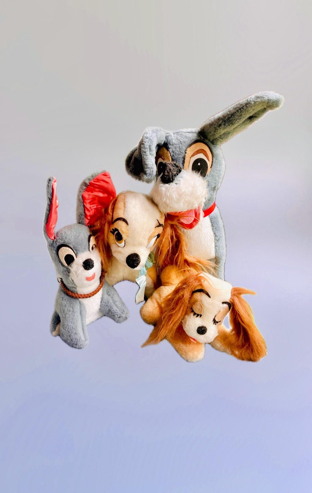 Vintage Lady & the Tramp Plush Family, 1970'S 60's Large Lady