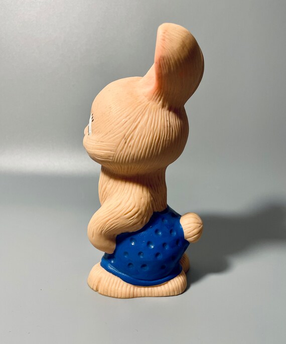 Kitsch Rabbit Squeak Toy, Rubber Vintage USSR Toy, Cute Retro