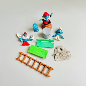 Vintage Smurf Peyo Schleich Figures Accessories Spares Repairs, CHOOSE YOUR OWN, Papa Smurf Pencil Sharpener, Smurf House Ladder, Bench