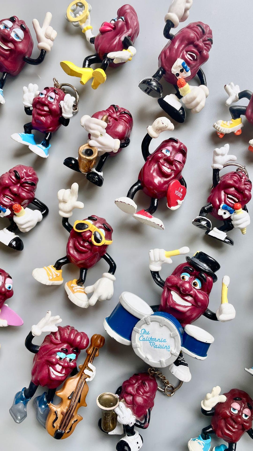 カリフォルニア・レーズン ミニフィギュア、80年代、90年代の