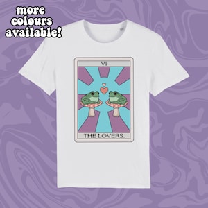 Camiseta Sapo "Os Amantes" Carta de Tarô, Astrologia, Lua, Espiritual, Rosa Azul Roxo