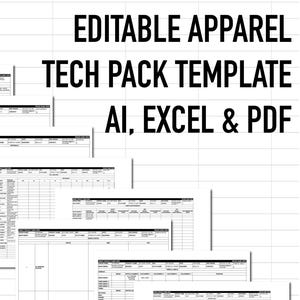 Apparel Tech Pack Template – Editable in AI, Excel, PDF | Clothing Design for Brands, Startups, Merch & Accessories