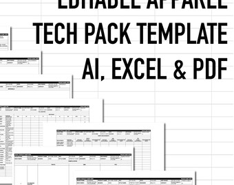 Apparel Tech Pack Template: Editable Fashion Design Tool (AI, Excel, PDF)