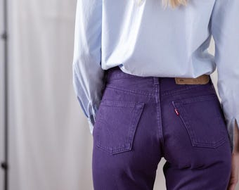 Vintage Levi's 501 jeans | Donkerpaars denim, XS 25-26", 100% katoen, niet-elastisch
