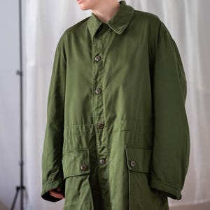 Vintage Army Green Cotton Canvas Military Parka - Men&#39;s XL