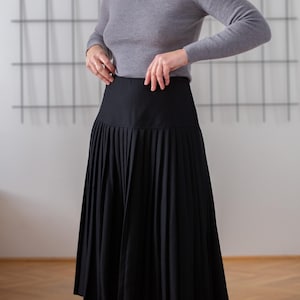 Wool Pleated Midi Skirt Etsy UK