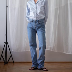 Vintage Classic Diesel Jeans in Mid Blue Wash for Women | Size 27.5&quot; / S | Button Fly Straight Denim Trousers Pants. Made in Italy NVS1717