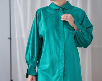 Cacharel シルク プリント シャツ Vintage Cacharel Shirt for Women: Liberty Floral Print Button Down