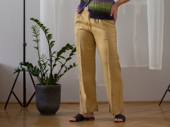 Dolce &Gabbana Straight Leg Flat Front Dress Pants Khaki Golden button 38/  2 | eBay