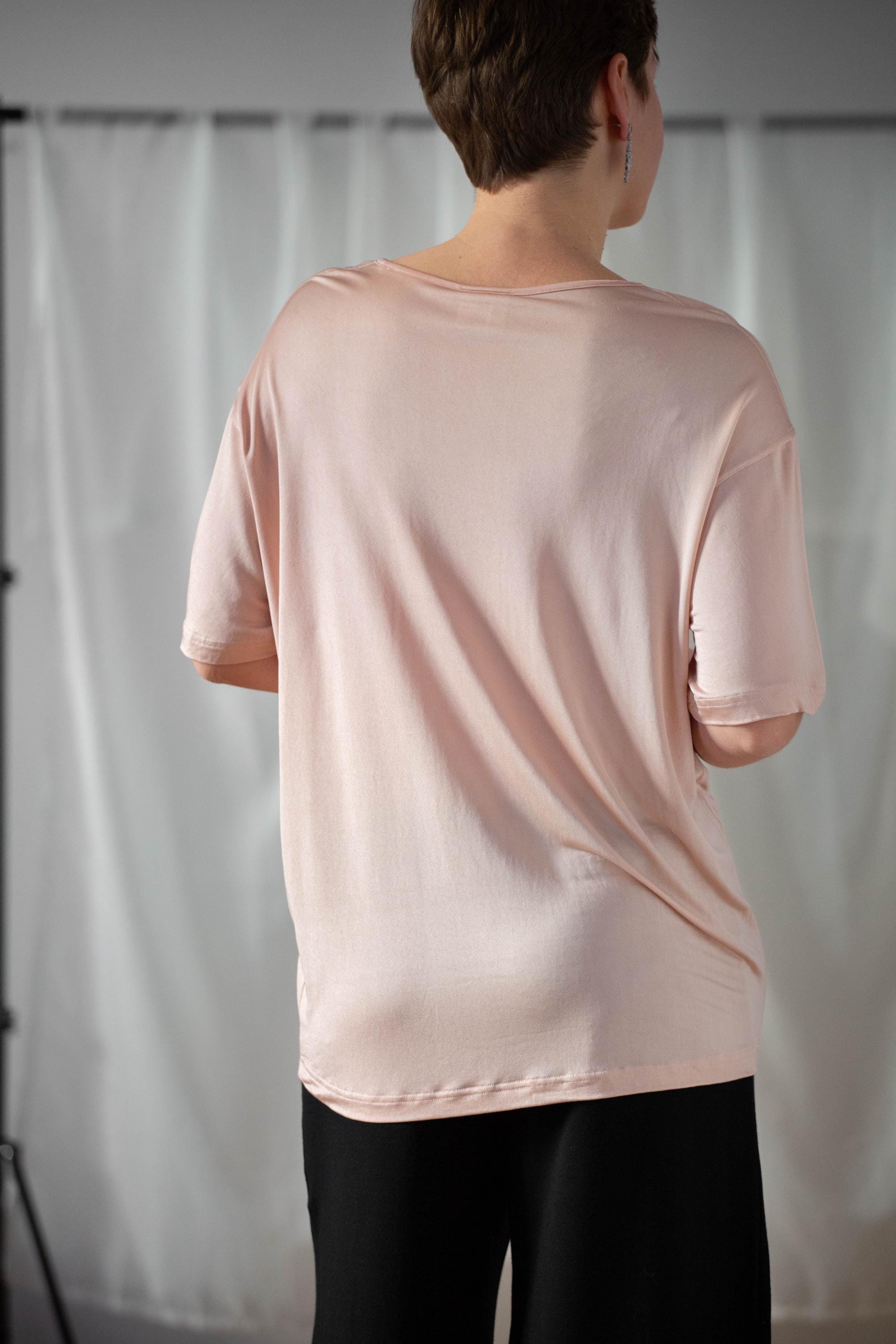 Vintage 100% Silk Top in Blush Pink for Women | Size XL