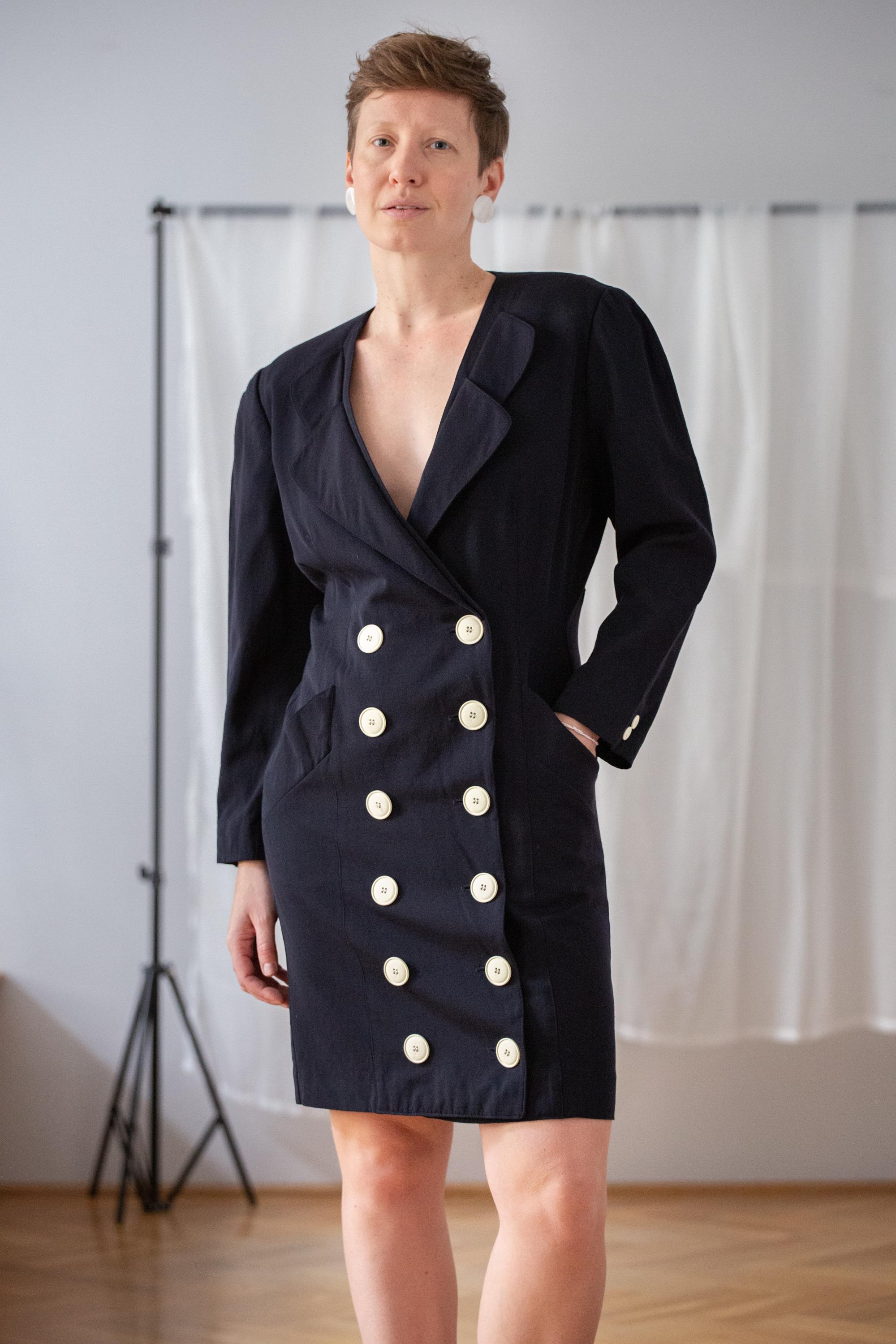 knee length dresses for ladies Zapakasa Women Pink A Line Midi Blazer Dress Long Sleeves Double Breasted  Coat Dress with 3D Flower main image 1