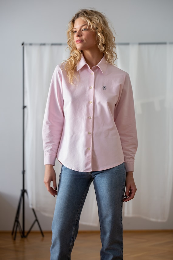 Vintage Button Down Oxford Shirt in Light Pink for Women