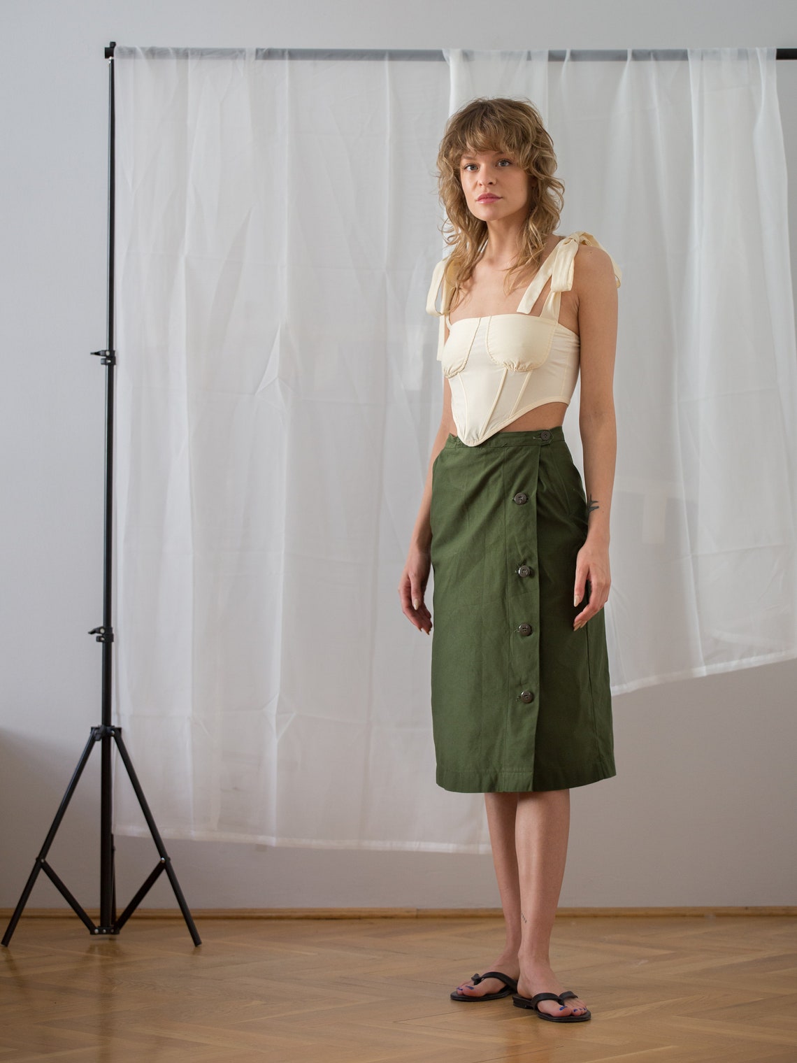 Vintage Military Style Skirt in Army Green for Women Size XS Etsy
