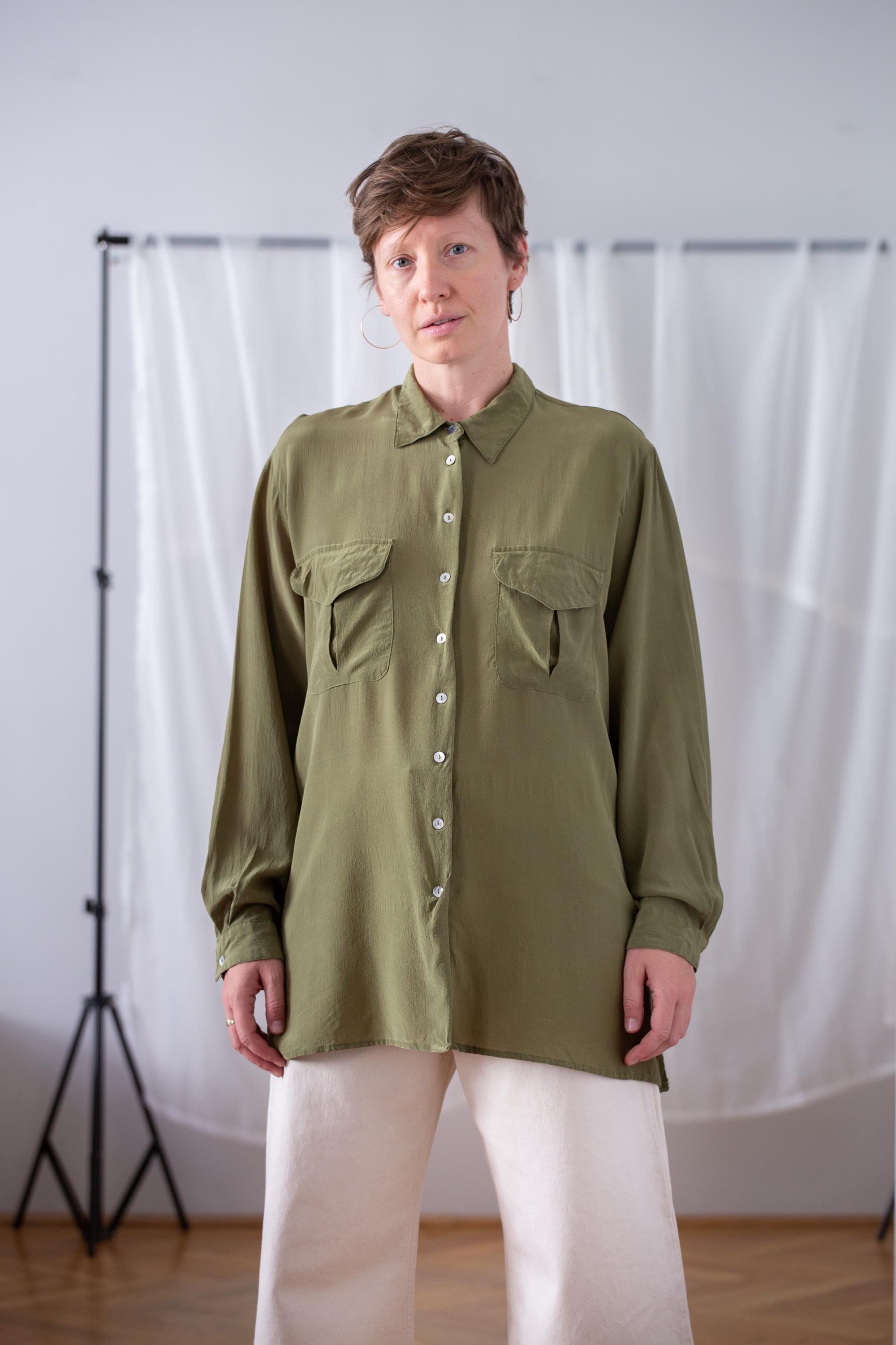 Olive Green Button Down Shirt Women - Etsy