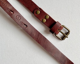 Vintage GARUGLIERI Dark Brown Italian Leather Belt Silver  display picture 1