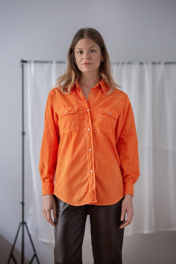 bright orange dress shirt Mens Solid Orange Long Sleeve Dress Shirt, Size: M, Color: Orange