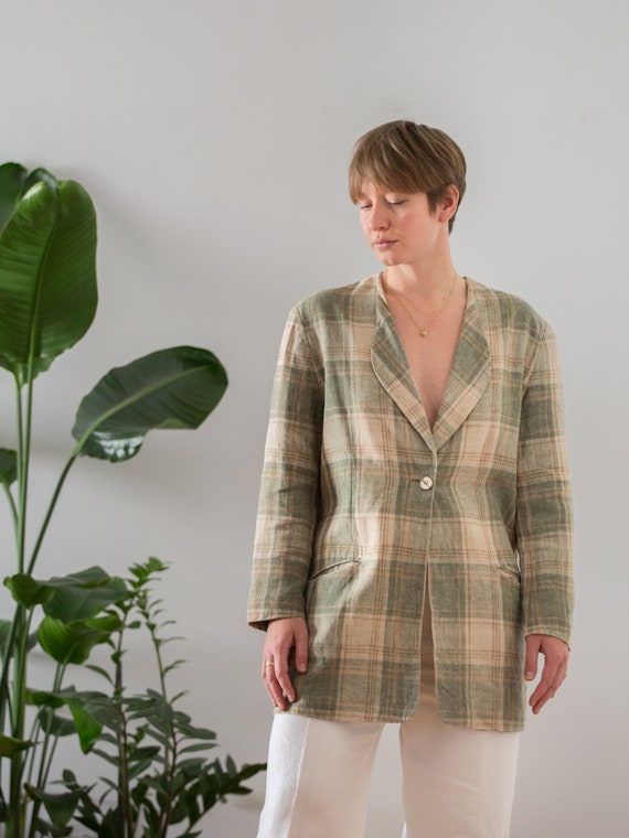 beige plaid blazer